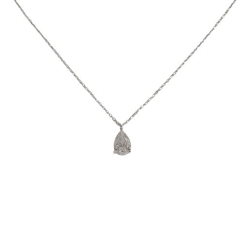 Colar pingente moissanite gota cristal 9x6mm corrente cadeado 40+5cm