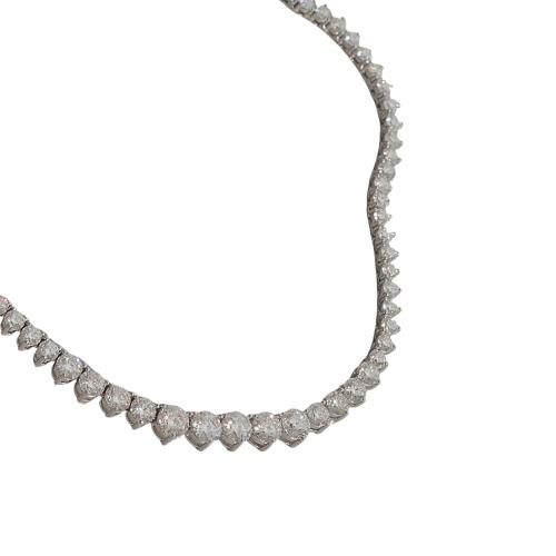 Colar Riviera 3 pontas moissanite degradê 3, 4 e 5mm 42cm fecho gaveta