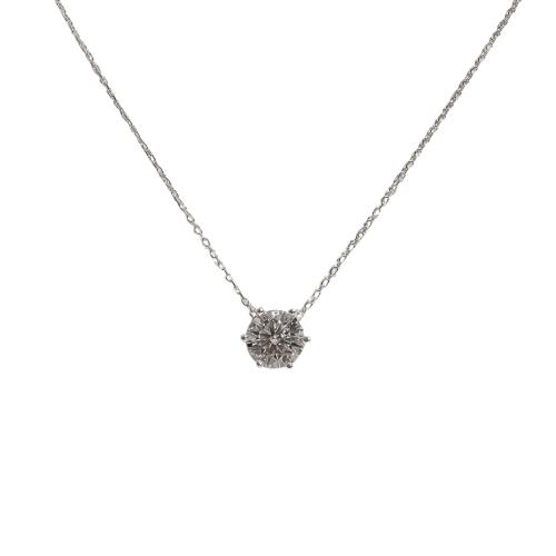 Colar pingente moissanite redonda cristal 8mm corrente cadeado 40+5cm