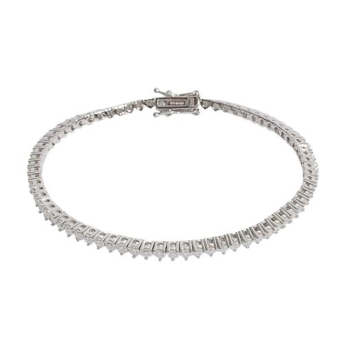Pulseira Riviera 3 pontas moissanite 2.5mm 19cm fecho gaveta