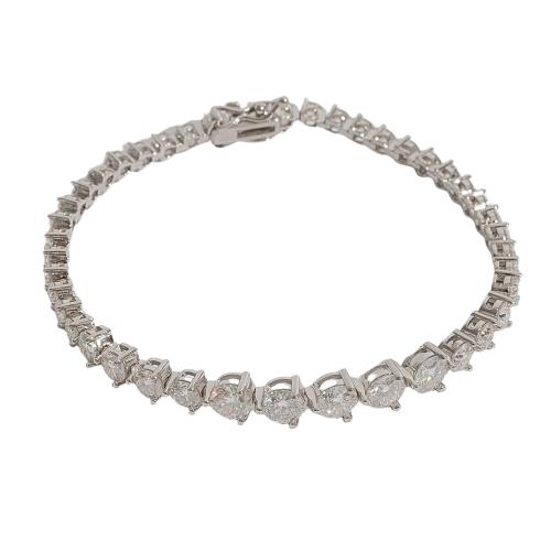 Pulseira Riviera 3 pontas moissanite degradê 3, 4 e 5mm 18cm fecho gaveta