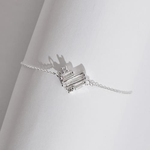 Pulseira entremeio coração zircônias retangulares e redondas 11mm 16+4cm