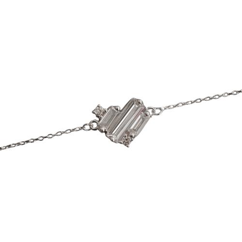Pulseira entremeio coração zircônias retangulares e redondas 11mm 16+4cm
