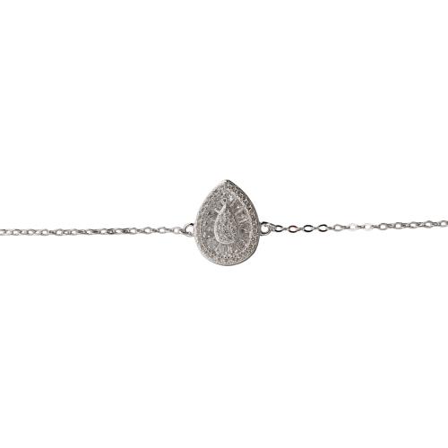 Pulseira entremeio gota cravejada 13mm 16+4cm