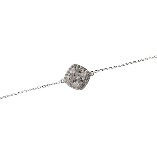 Pulseira entremeio zircônia losango com cravejado 12mm 16+4cm