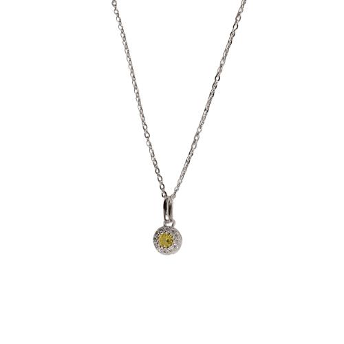 Colar pingente zircônia amarela com cravejado 6mm caixa alta corrente cadeadinho 40cm