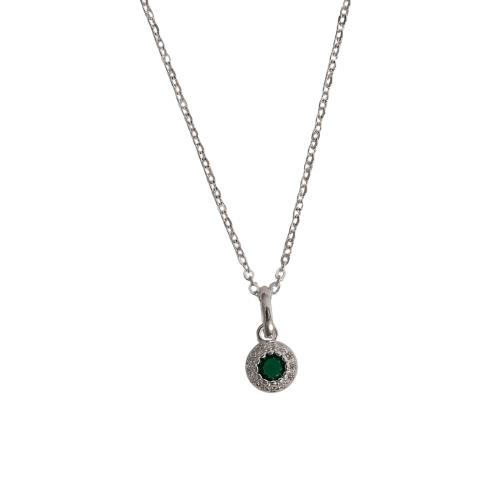 Colar pingente zircônia esmeralda com cravejado 6mm caixa alta corrente cadeadinho 40cm
