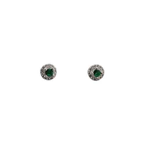 Brinco zircônia esmeralda com cravejado 6mm