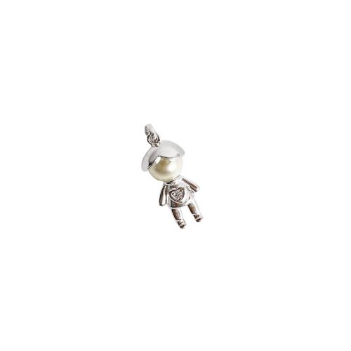 Pingente menino com pérola e zircônia 17mm