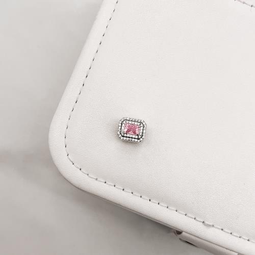 Berloque separador zircônia retangular rosa com cravejado 11mm