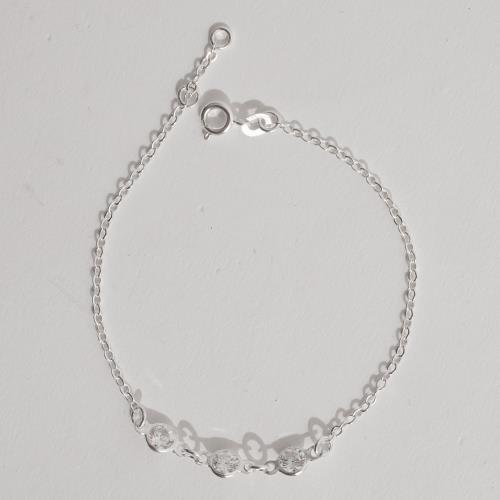 Pulseira infantil entremeios zircônias 4mm 15cm