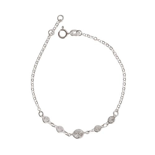 Pulseira entremeios zircônias 4 e 7mm 19cm