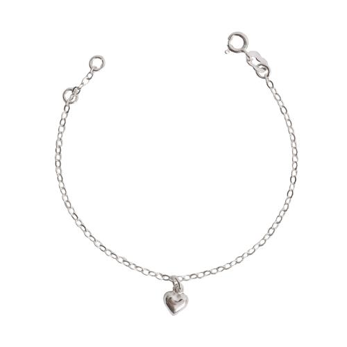 Pulseira infantil pingente coração 6mm 15cm