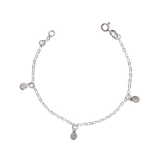 Pulseira infantil pingentes zircônia cristal 4mm 15cm
