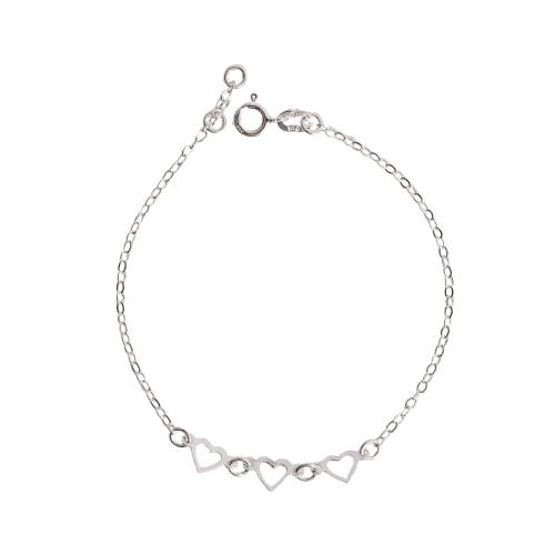 Pulseira entremeio corações vazados 6mm 19cm