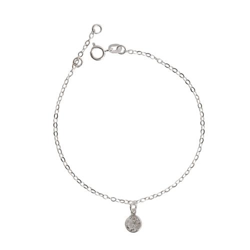 Pulseira pingente zircônia redonda 7mm 19cm