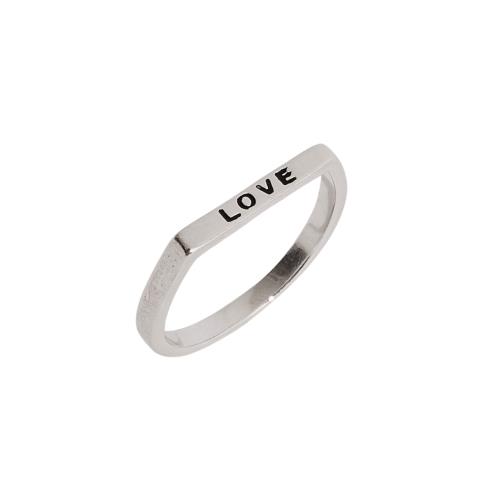 Anel reto escrito love resina