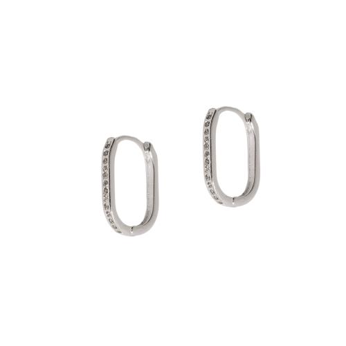 Argola click retangular com cravejado 15mm