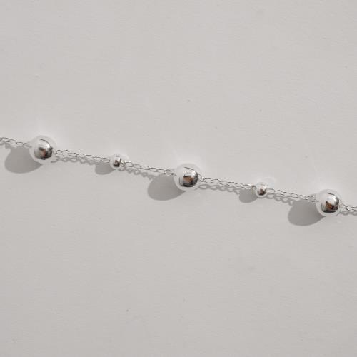 Pulseira entremeio bolas 5 e 9mm corrente cadeado