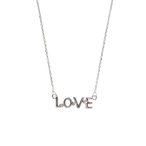 Colar entremeio love com zircônias 19mm 40+5cm