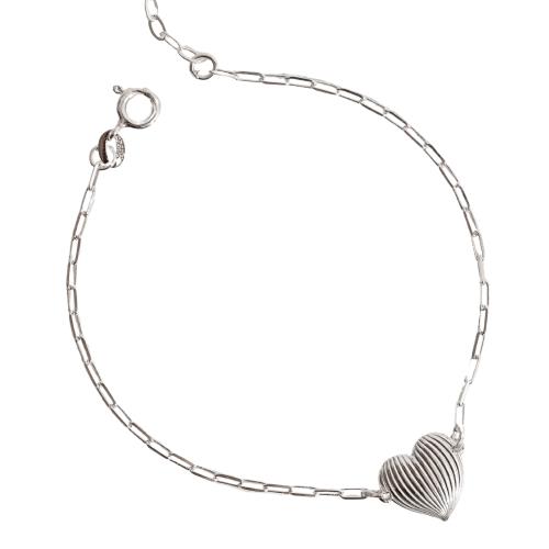 Pulseira entremeio coração riscado 12mm corrente cartier
