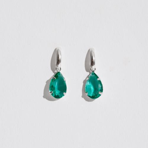 Brinco base com zircônia gota turmalina 12mm