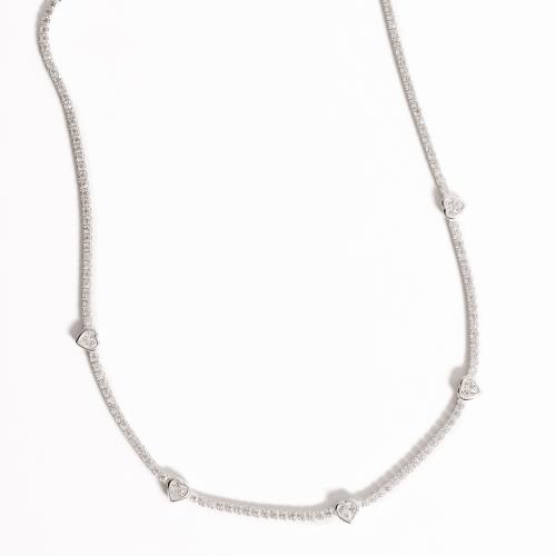 Colar Riviera 2.0 com entremeios zircônias coração 40+5cm
