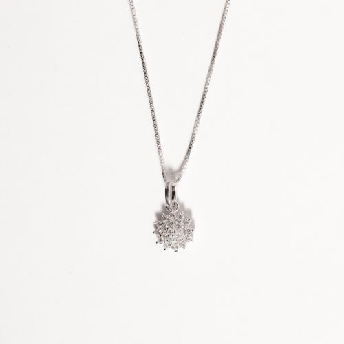 Colar pingente flor toda cravejada 9mm 45cm