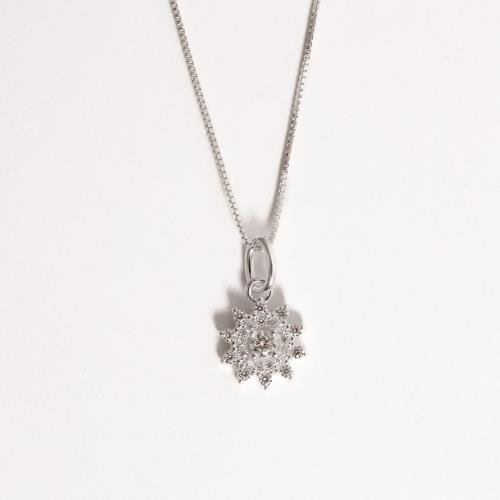 Colar pingente flor com cravejado 10mm 45cm