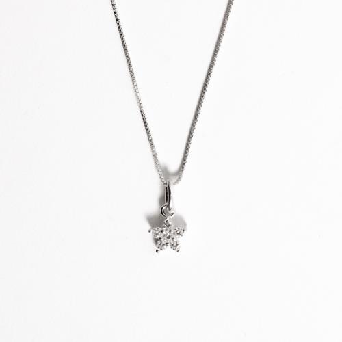 Colar pingente flor com cravejado 7mm 40cm