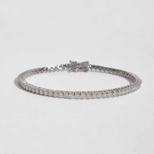 Pulseira Riviera 3 pontas moissanite 2.5mm 19cm fecho gaveta