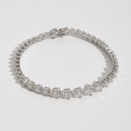 Pulseira Riviera 3 pontas moissanite degradê 3, 4 e 5mm 18cm fecho gaveta