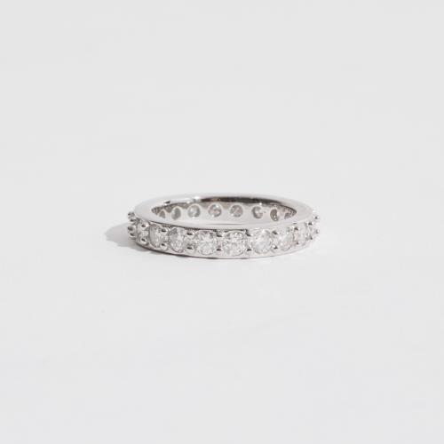 Anel aliança cravejada com moissanites 3mm ródio