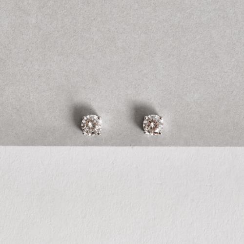 Brinco moissanite cristal 5mm ródio