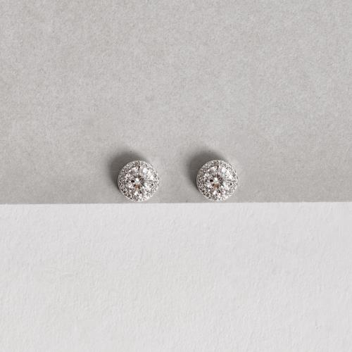 Brinco moissanite cristal 5mm com cravejado ródio