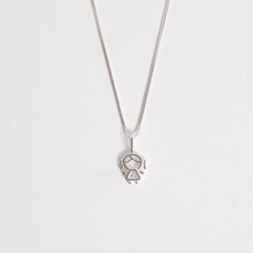 Colar pingente menina com zircônias 12mm 45cm