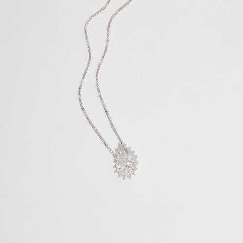 Colar zircônia gota com cravejado 10mm 45cm