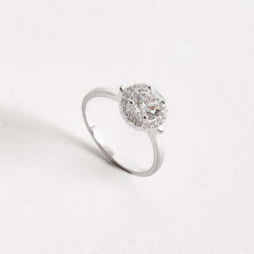 Anel zircônia redonda 6mm com cravejado