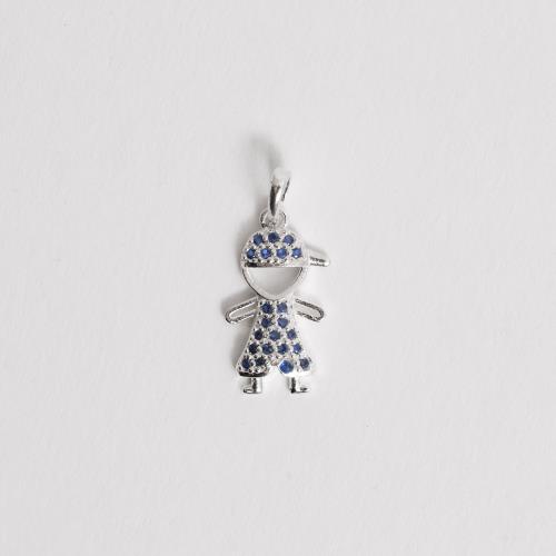 Pingente menino cravejado azul 15mm