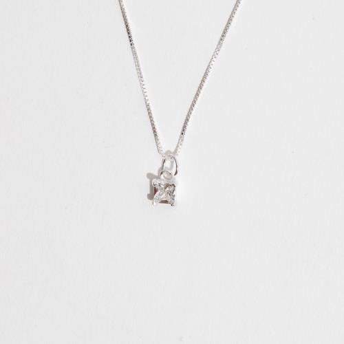 Colar pingente zircônia quadrada caixa alta 4mm 40cm