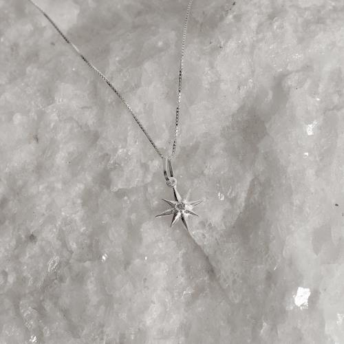 Colar pingente estrela 8 pontas 13mm 45cm