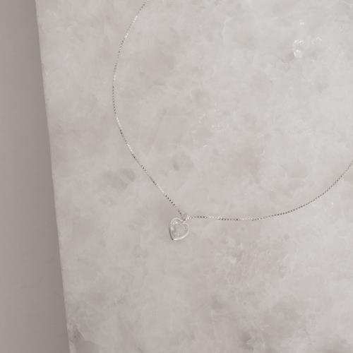 Colar zircônia coração cristal embutida 6mm 40cm