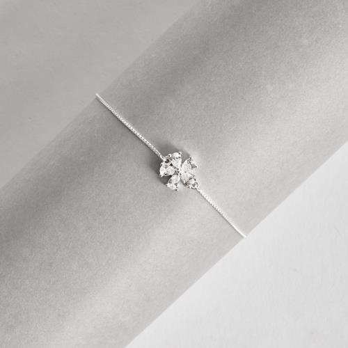 Pulseira entremeio flor cravejada cristal 11mm 16+4cm