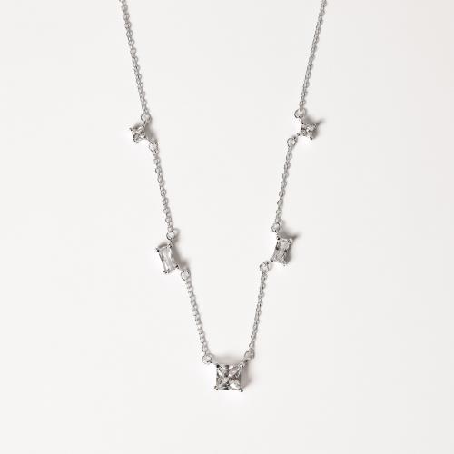 Colar entremeios zircônias quadrada e retangular 40+5cm