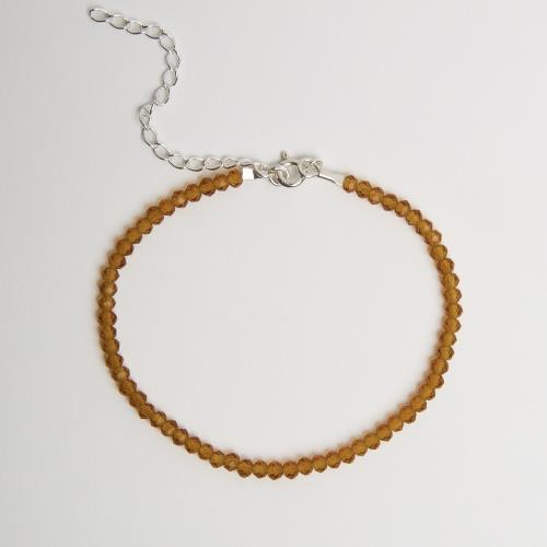 Pulseira cristal mostarda 3mm 16cm com alongadora