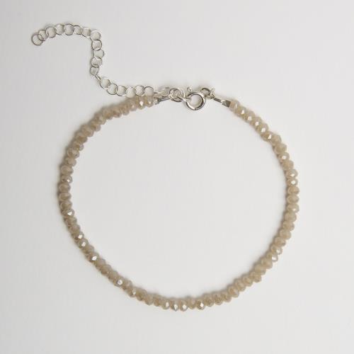 Pulseira cristal perolado champanhe 3mm 16cm com alongadora