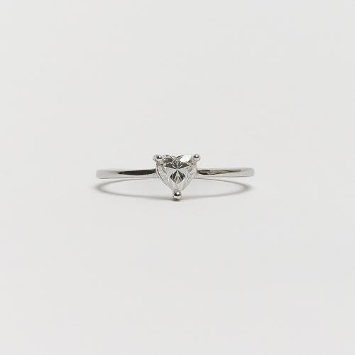 Anel solitário moissanite coração 5x5mm ródio