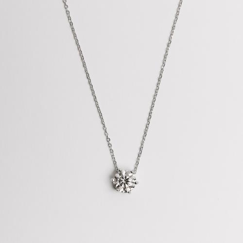Colar pingente moissanite 7mm corrente cadeado 40+5cm ródio