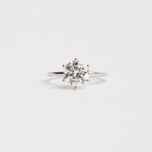 Anel solitário moissanite cristal 8mm ródio