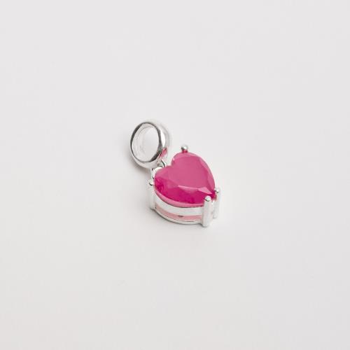 Berloque pingente zircônia coração pink leitoso fusion 8mm